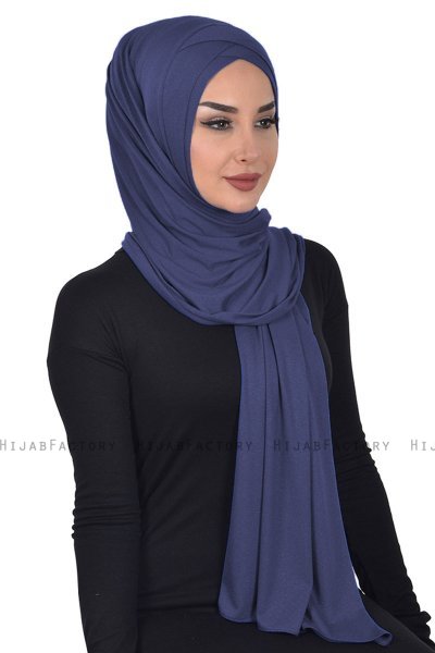 Sofia - Navy Blau Baumwolle Praktisch Hijab