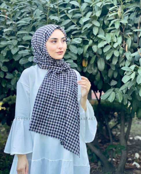 Soheila - Schwarz & Braun Gemustert Baumwolle Hijab