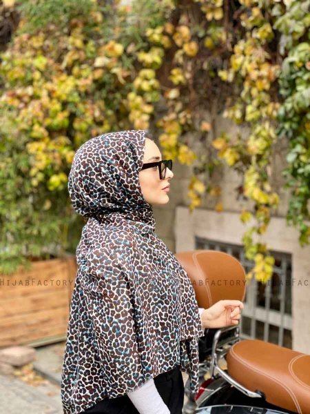 Suha - Blau Leopard Gemustert Baumwolle Hijab