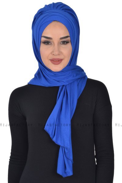 Tamara - Blau Baumwolle Praktisch Hijab