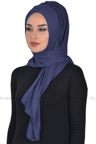 Tamara - Navy Blau Baumwolle Praktisch Hijab