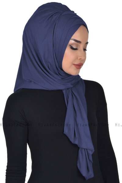 Tamara - Navy Blau Baumwolle Praktisch Hijab