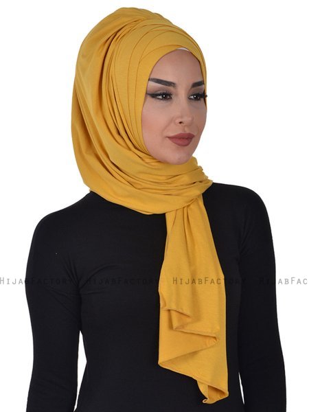 Tamara - Senf Baumwolle Praktisch Hijab