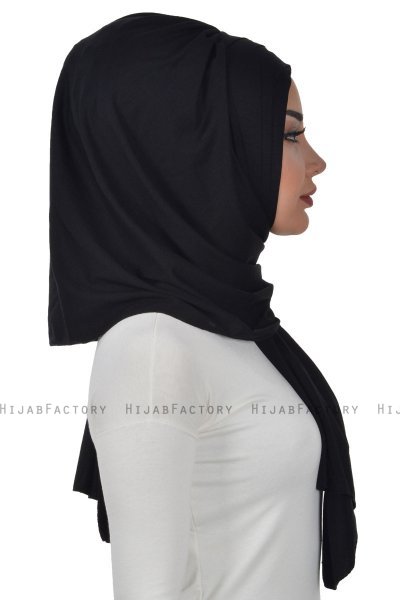 Tamara - Schwarz Baumwolle Praktisch Hijab