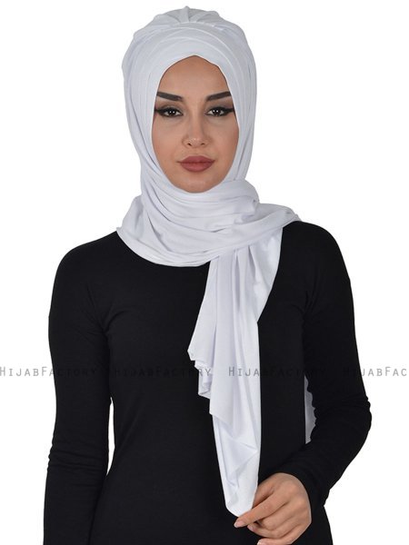 Tamara - Weiß Baumwolle Praktisch Hijab