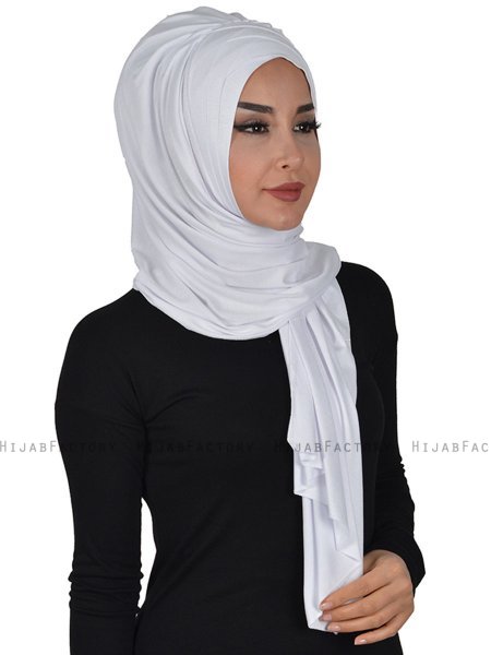 Tamara - Weiß Baumwolle Praktisch Hijab
