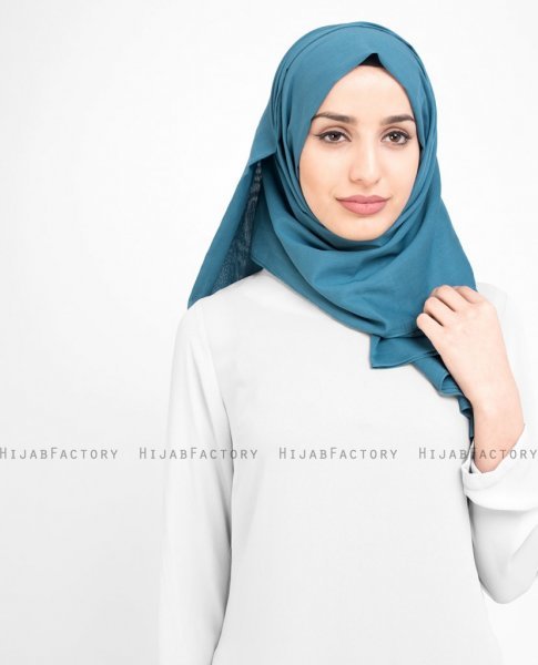 Teal Real - Denim Bomull Voile Hijab Sjal InEssence Ayisah 5TA56a