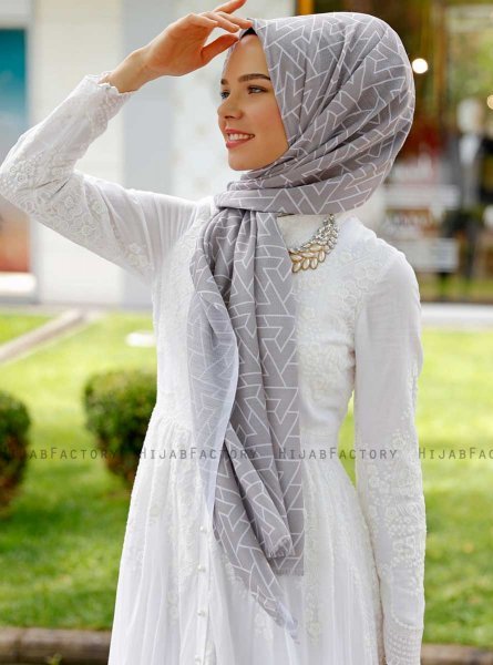 Tharaa - Silber Gemustertes Hijab - Sal Evi