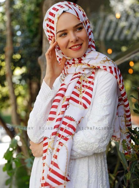 Ulima - Rot Gemustertes Hijab - Sal Evi
