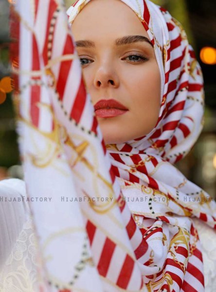 Ulima - Rot Gemustertes Hijab - Sal Evi