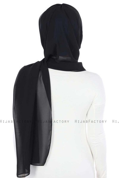 Vera - Blau & Schwarz Praktisch Chiffon Hijab