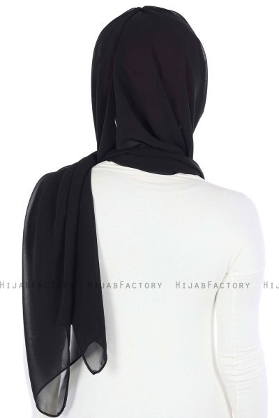 Vera - Bordeaux & Schwarz Praktisch Chiffon Hijab