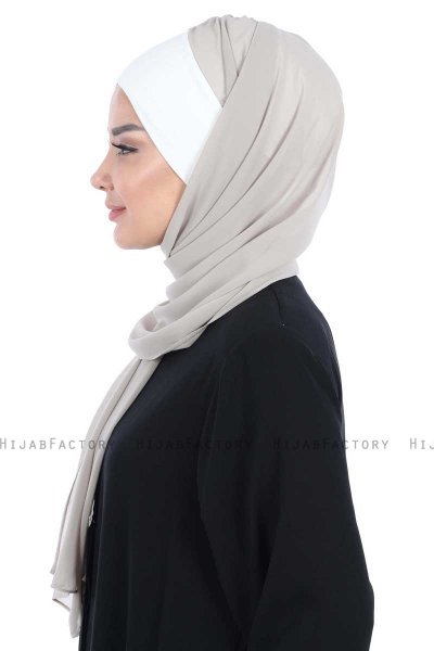 Vera - Creme & Taupe Praktisch Chiffon Hijab