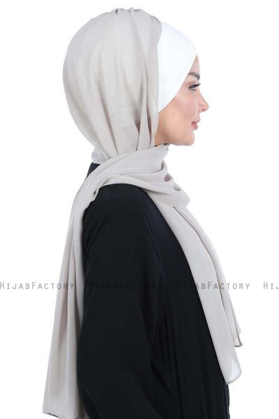 Vera - Creme & Taupe Praktisch Chiffon Hijab