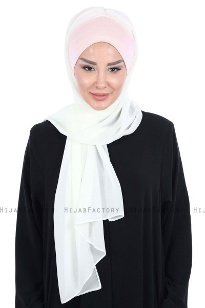 Vera - Altrosa & Creme Praktisch Chiffon Hijab