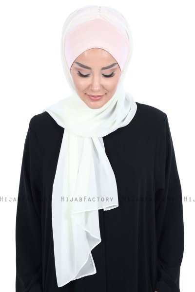 Vera - Altrosa & Creme Praktisch Chiffon Hijab