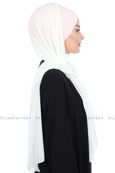 Vera - Altrosa & Creme Praktisch Chiffon Hijab
