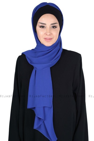 Vera - Schwarz & Blau Praktisch Chiffon Hijab
