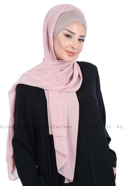 Vera - Taupe & Altrosa Praktisch Chiffon Hijab
