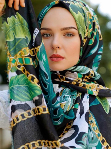 Yamileth - Grün Gemustertes Hijab - Sal Evi