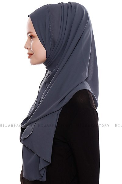 Yara - Anthrazit Praktisch Fertig Crepe Hijab