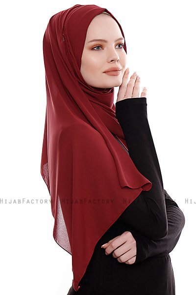 Yara - Bordeaux Praktisch Fertig Crepe Hijab