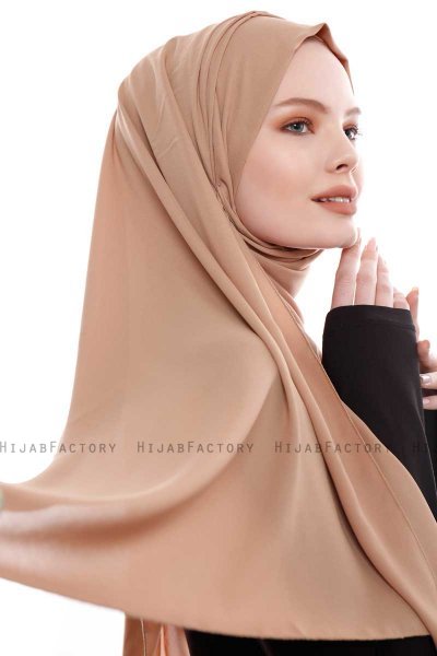 Yara - Camel Praktisch Fertig Crepe Hijab