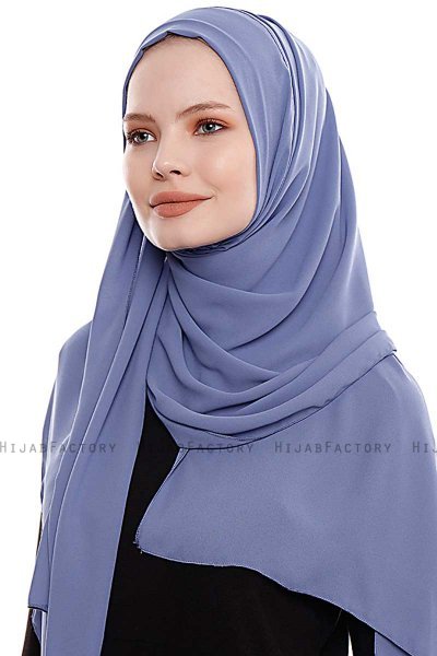 Yara - Indigo Praktisch Fertig Crepe Hijab