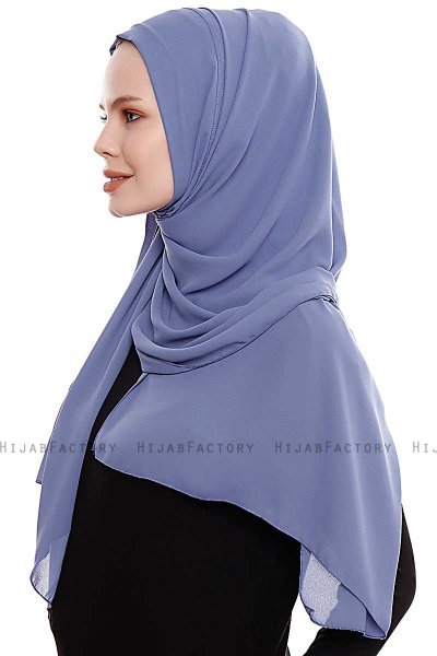Yara - Indigo Praktisch Fertig Crepe Hijab