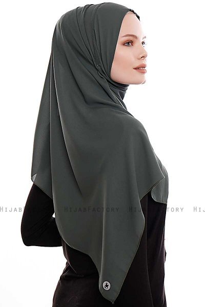 Yara - Khaki Praktisch Fertig Crepe Hijab