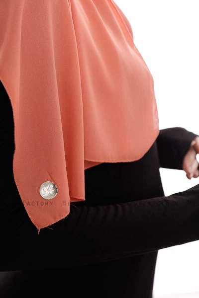 Yara - Lachsfarbe Praktisch Fertig Crepe Hijab