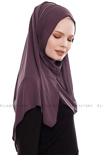 Yara - Lila Praktisch Fertig Crepe Hijab