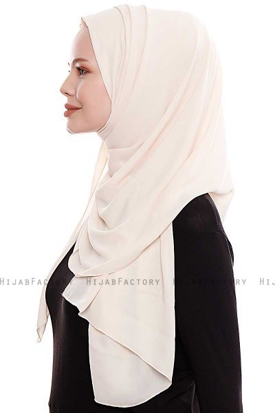 Yara - Leichte Beige Praktisch Fertig Crepe Hijab