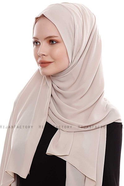 Yara - Helltaupe Praktisch Fertig Crepe Hijab