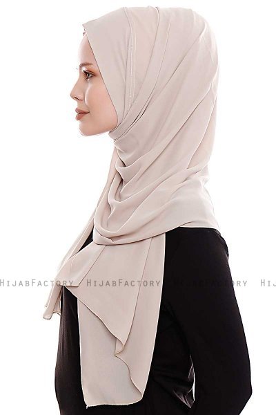Yara - Helltaupe Praktisch Fertig Crepe Hijab