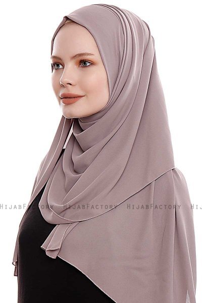 Yara - Dunkeltaupe Praktisch Fertig Crepe Hijab