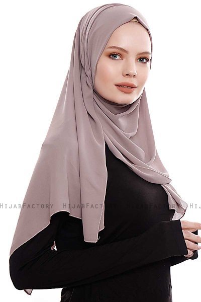 Yara - Dunkeltaupe Praktisch Fertig Crepe Hijab