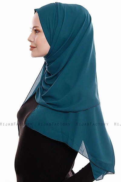 Yara - Dunkelgrün Praktisch Fertig Crepe Hijab