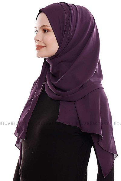 Yara - Dunkelviolett Praktisch Fertig Crepe Hijab