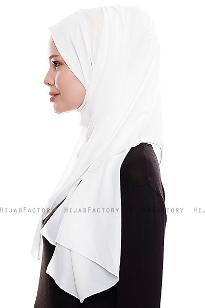 Yara - Weiß Praktisch Fertig Crepe Hijab