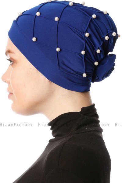 Yaren - Blau Crepe Chiffon Turban - Sehr-i Sal