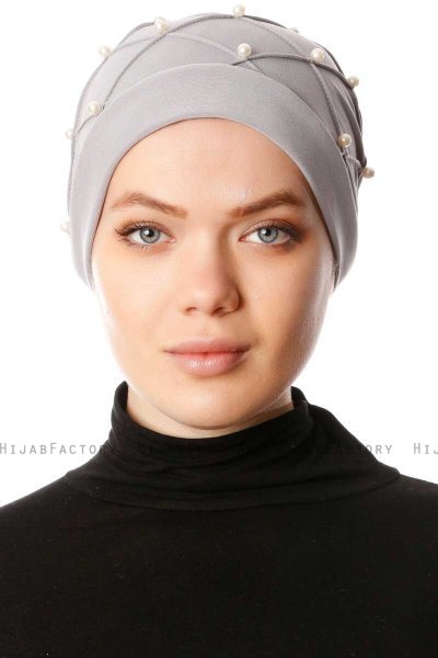 Yaren - Grau Crepe Chiffon Turban - Sehr-i Sal