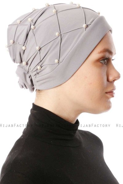 Yaren - Grau Crepe Chiffon Turban - Sehr-i Sal