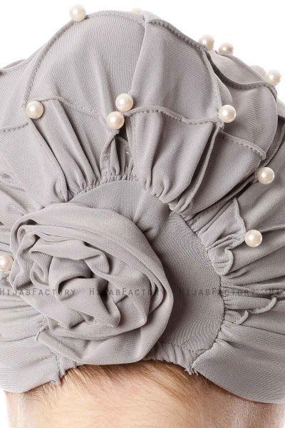 Yaren - Grau Crepe Chiffon Turban - Sehr-i Sal