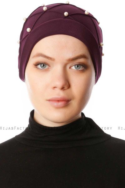 Yaren - Lila Crepe Chiffon Turban - Sehr-i Sal