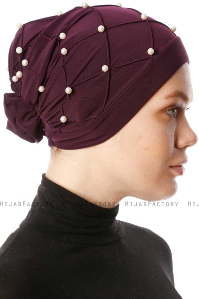 Yaren - Lila Crepe Chiffon Turban - Sehr-i Sal