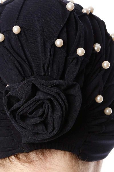 Yaren - Navy Blau Crepe Chiffon Turban - Sehr-i Sal