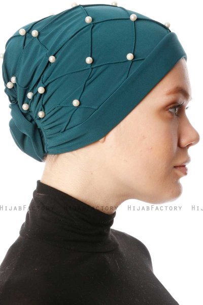 Yaren - Dunkelgrün Crepe Chiffon Turban - Sehr-i Sal