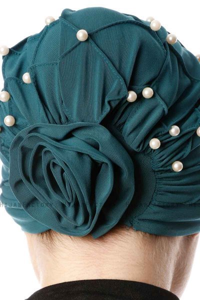 Yaren - Dunkelgrün Crepe Chiffon Turban - Sehr-i Sal