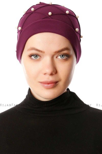 Yaren - Pflaume Crepe Chiffon Turban - Sehr-i Sal